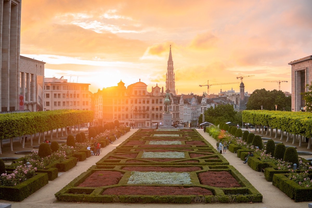 A sunset view of Brussels, Belgium from the Mont des Arts garden. Singapore Airlines will be returning to the city next spring.
