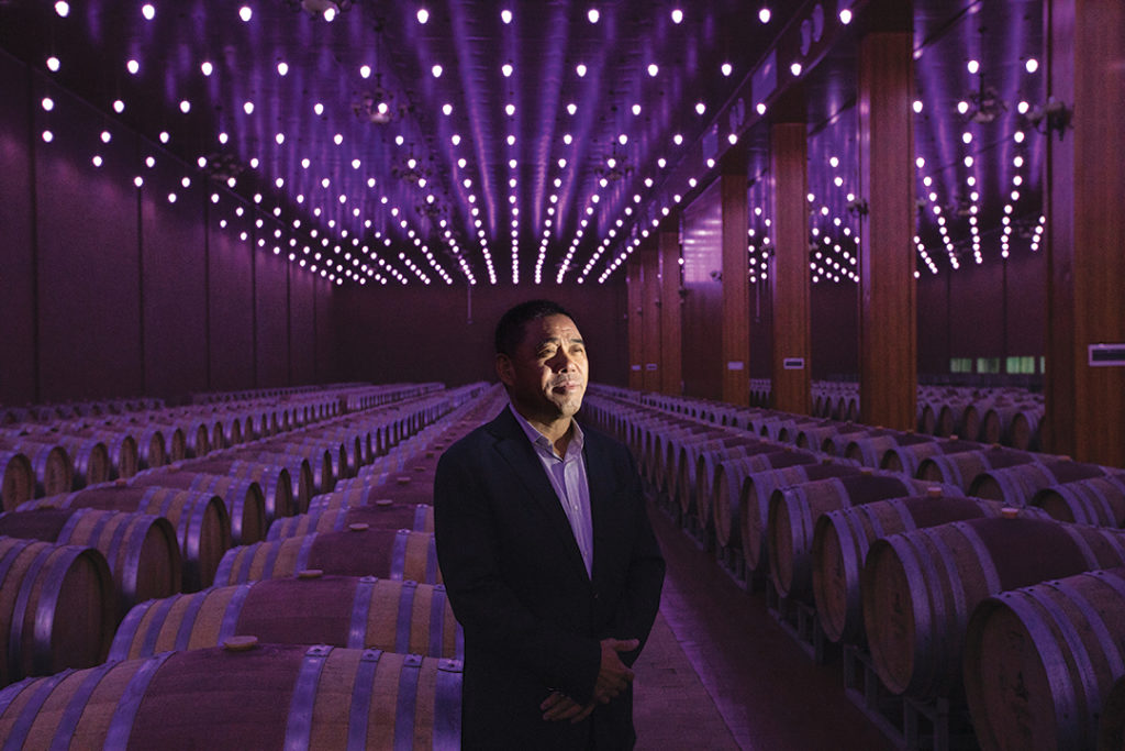 Chen Deqi in the wine cave at Ho-Lan Soul, the organic winery he opened in 2010.