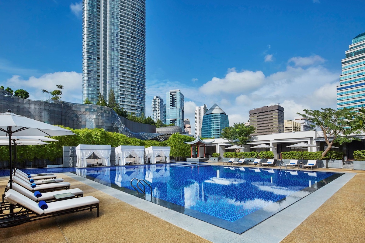 Poolside at Singapore Marriott Tang Plaza Hotel.